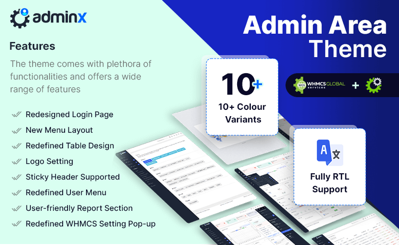 Adminx WHMCS管理主题和模板v1.0.5企业专业性的后端模版