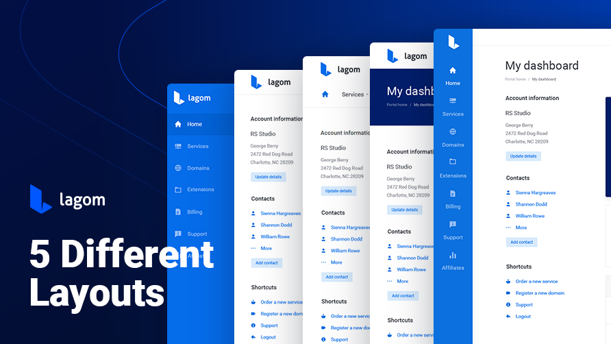 WHMCS主题Lagom v1.4.2 3多风格自适应主题