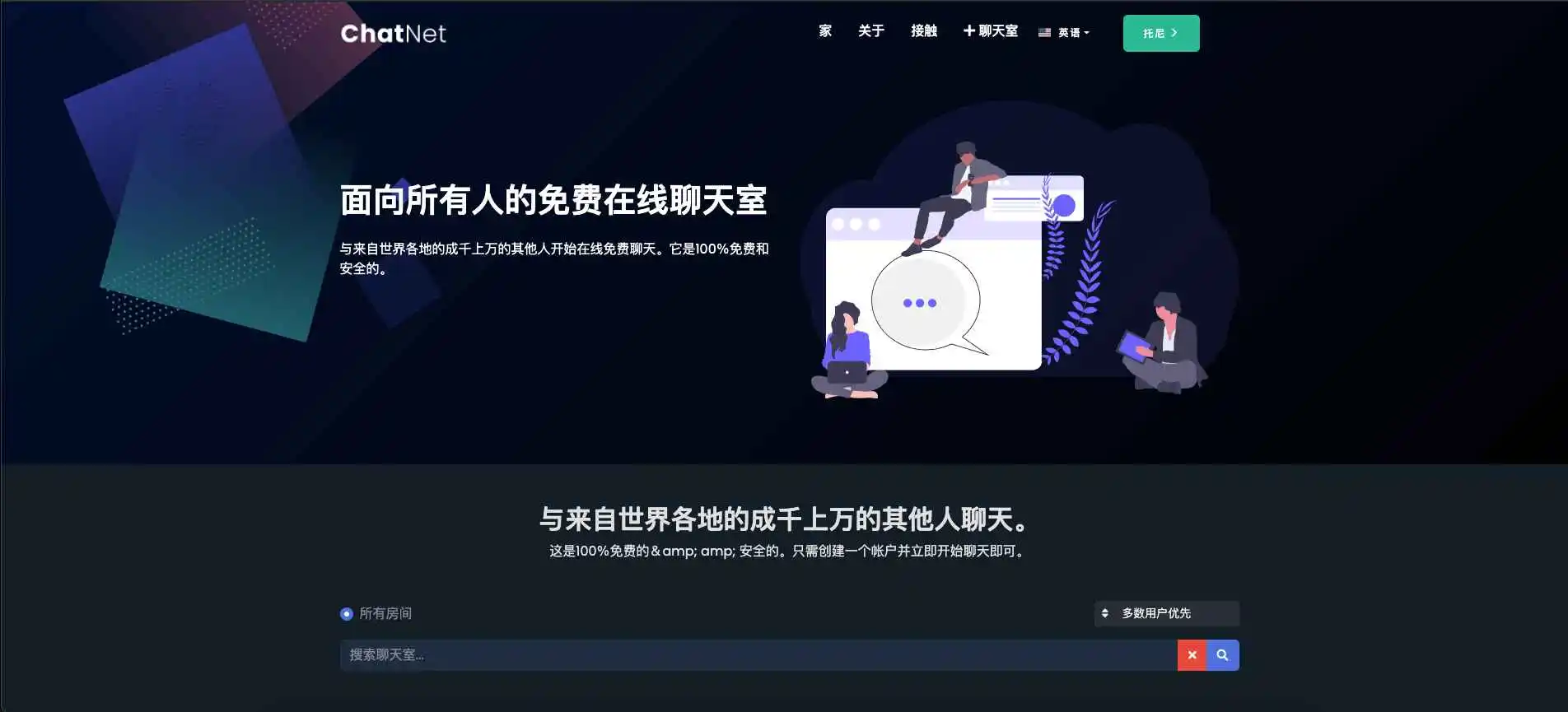 ChatNet_v1.8.3多用户在线聊天室源码支持同时创建多个房间免授权