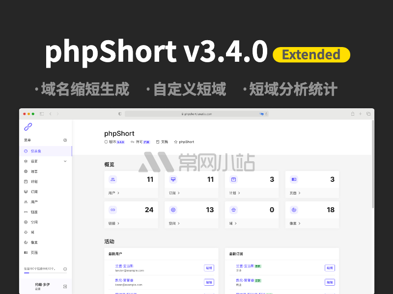 URL域名缩短器平台短域生成phpShort v3.4.0扩展破解免授权版