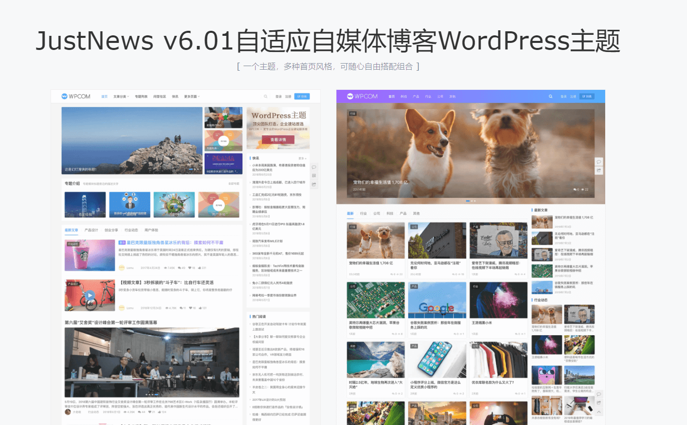 JustNews v6.01自适应自媒体博客WordPress主题免授权