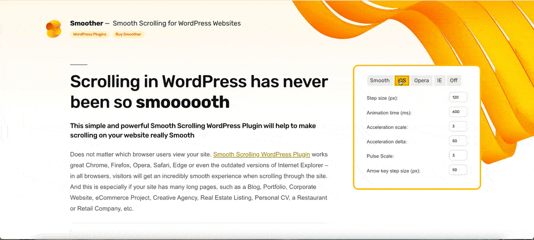 Wordpress插件高级的页面平滑滚动smoothscroll v2.02
