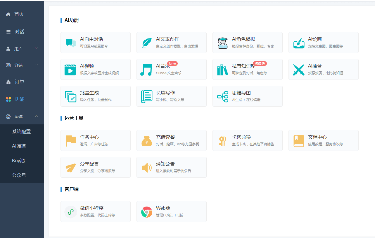 ChatGPT付费创作系统V3.0.2独立版 WEB+H5+小程序端 （H5端界面美化+Pika视频作品广场+SunoAI 文生歌）